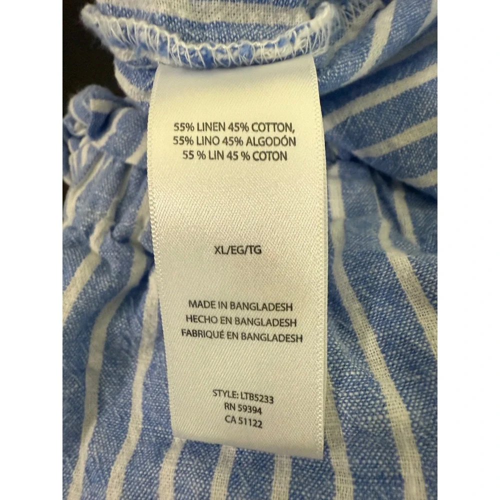 BeachLunchLounge Pants Women's Extra Large Striped Linen Blend Pants Drawstring‎